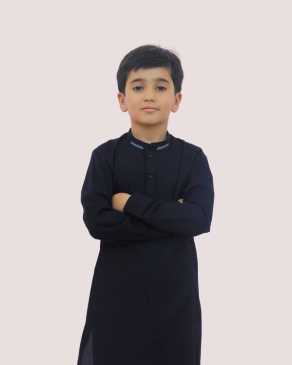 Khaiss. introduced best quality cloths Dark Blue color cotton embroided kurta for kids children picture online shopping in islamabad rawalpindi peshawar nowshera lahore karachi pakistan