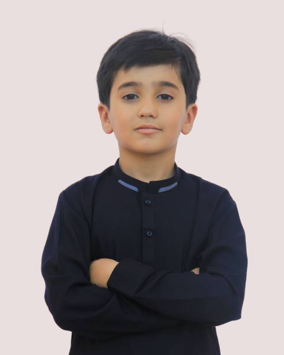 Khaiss. introduced best quality cloths Dark Blue color cotton embroided kurta for kids children picture online shopping in islamabad rawalpindi peshawar nowshera lahore karachi pakistan