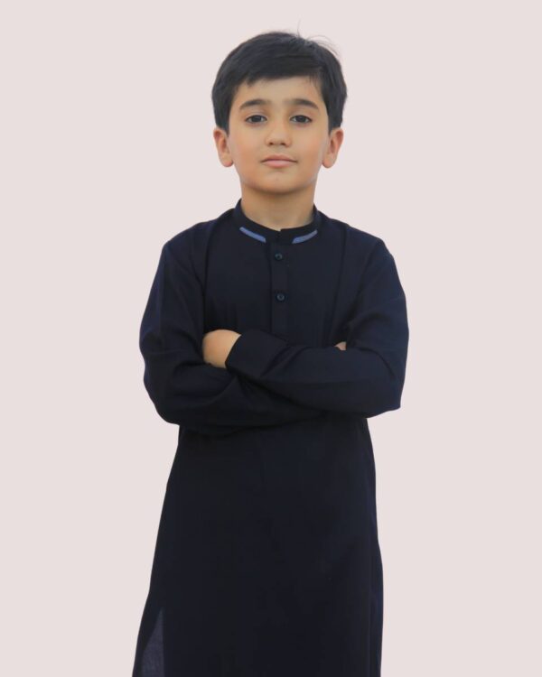 Khaiss. introduced best quality cloths Dark Blue color cotton embroided kurta for kids children picture online shopping in islamabad rawalpindi peshawar nowshera lahore karachi pakistan