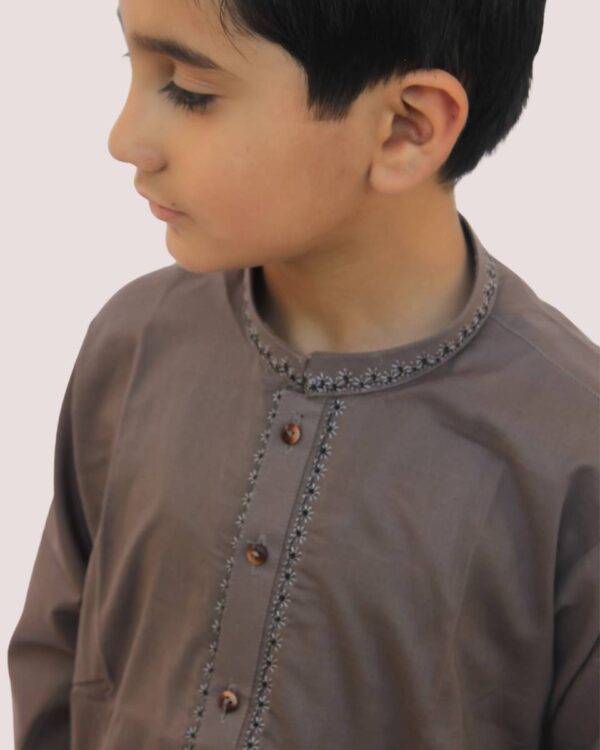 best quality product grey cotton embroided kurta for kids children picture in islamabad rawalpindi peshawar nowshera lahore karachi pakistan