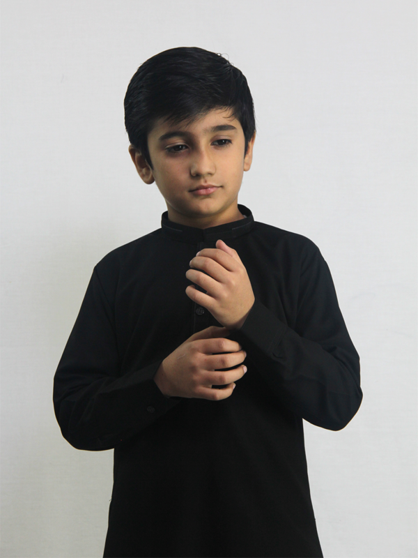 Best quality Elegant Boy's Black Kurta Shalwar shop online in Pakistan