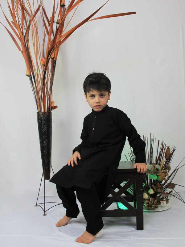 Best quality Classic Kid's Black Kurta Shalwar shop online Pakistan