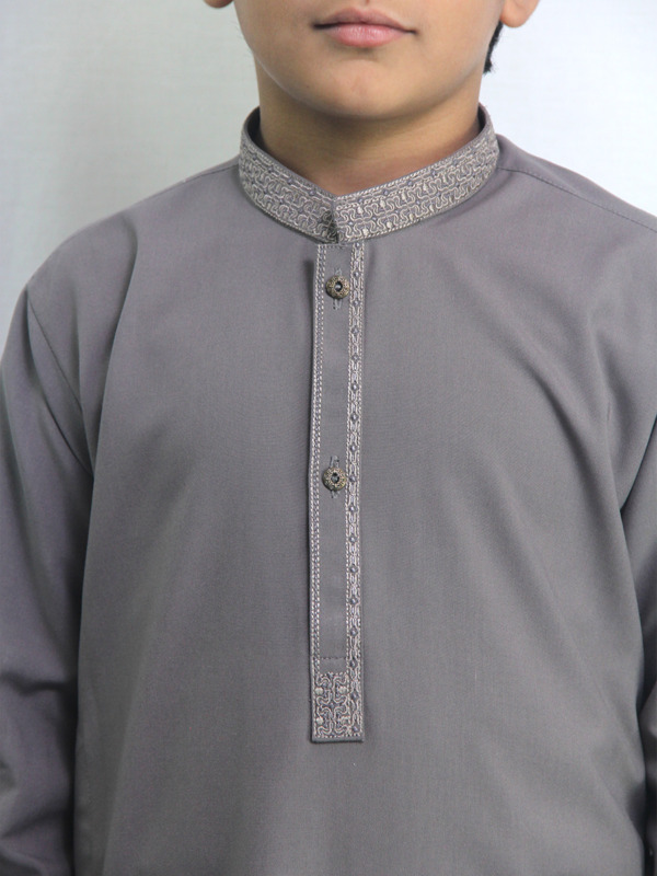 Best quality Boys Grey Embroidered Kurta Shalwar