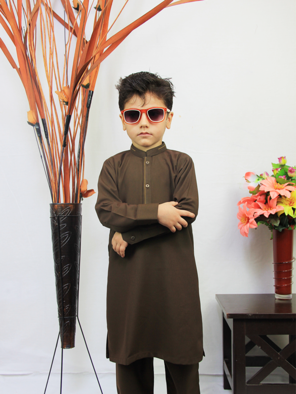 Best quality Stylish kid's Brown Kurta Shalwar shop online in Pakistan