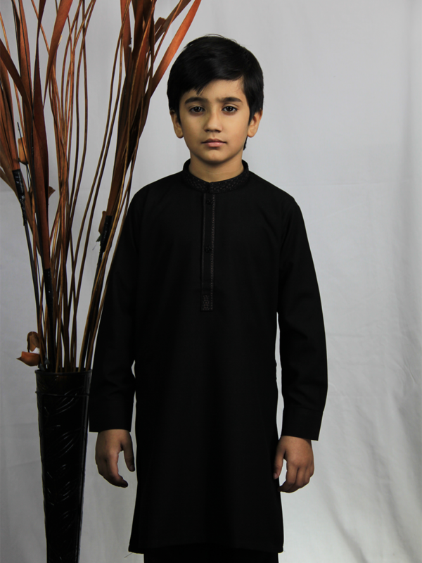 Best quality Elegant Boy's Black Kurta Shalwar shop online in Pakistan