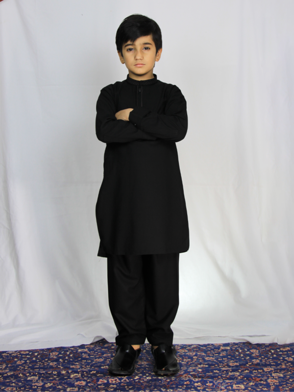 Best quality Elegant Boy's Black Kurta Shalwar shop online in Pakistan