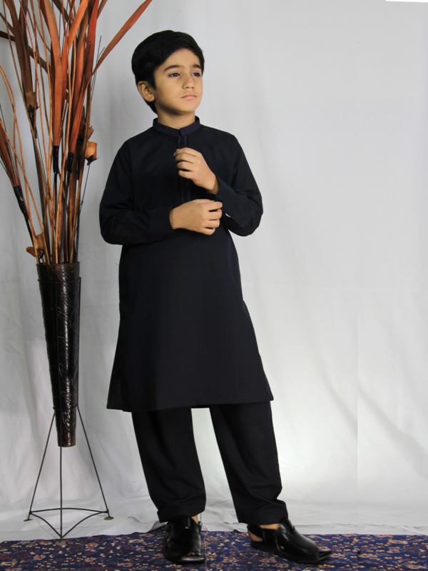 Best quality Elegant Boy's Black Kurta Shalwar shop online in Pakistan