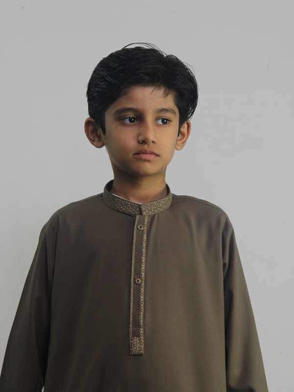 Best quality Embroidered Boy's Brown Kurta Shalwar in Pakistan