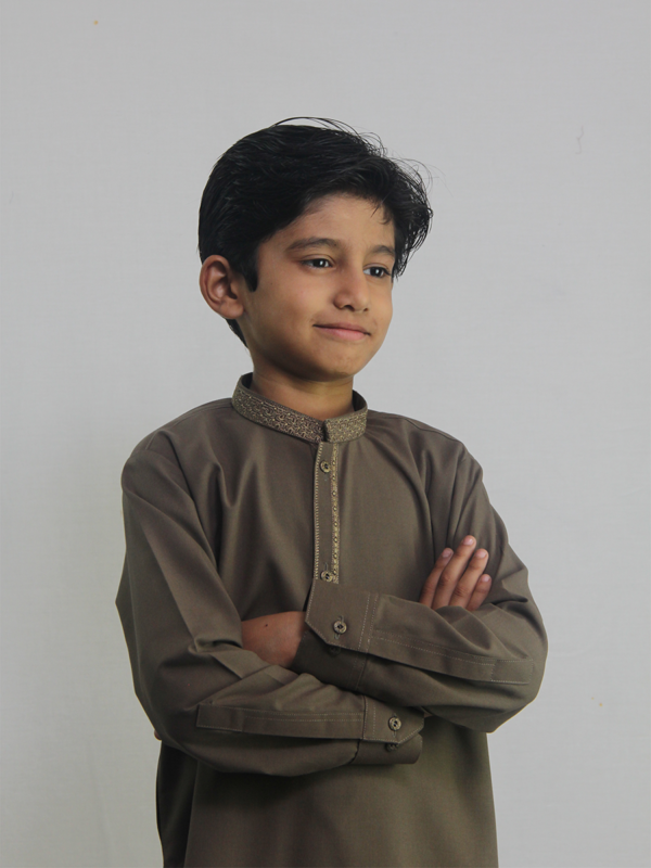 Best quality Embroidered Boy's Brown Kurta Shalwar online shopping in Pakistan